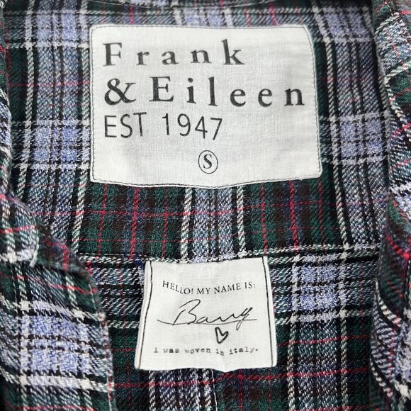 Frank & Eileen Blue Red Green Barry Plaid Linen Blend Long Sleeve Button Shirt S - Picture 6 of 6